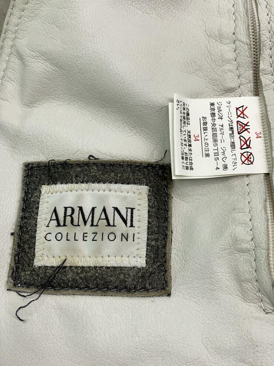 ARMANI COLLEZIONI◆ムートンジャケット/34/羊革/GRY/レザーパイピング/肩部分レザー擦れ有_画像3