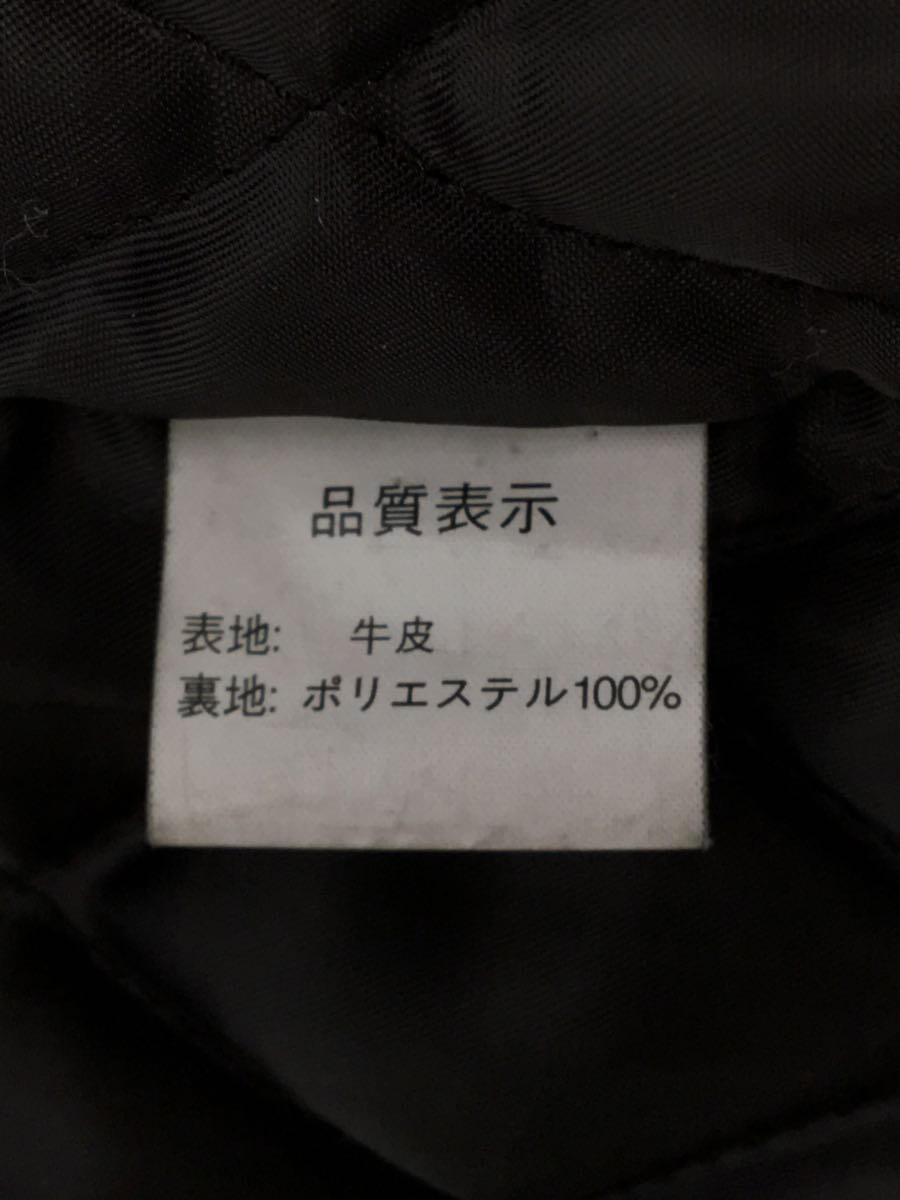 Y’2 LEATHER◆カーコート/レザージャケット・ブルゾン/44/牛革/黒/裏地キルティング中綿/リブライン_画像4