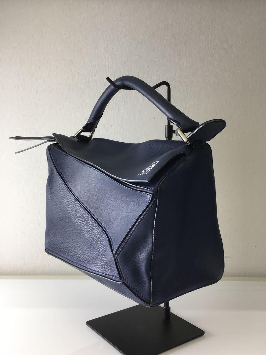 LOEWE◆PUZZLE BAG SMALL/レザー/ネイビー_画像2