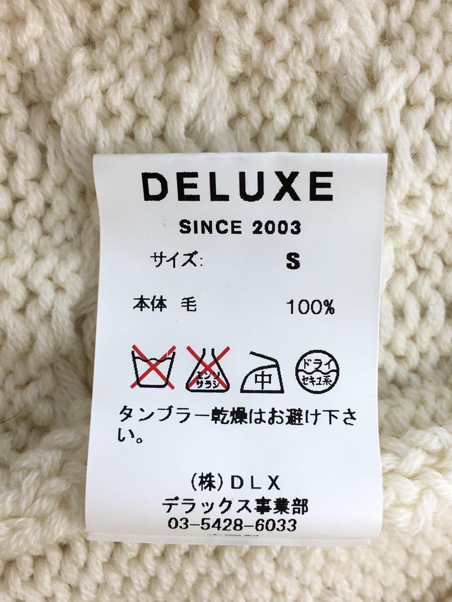 DELUXE(Deluxe Clothing)◆セーター(厚手)/S/ウール/WHT/無地/D3087/ケーブル編み_画像4