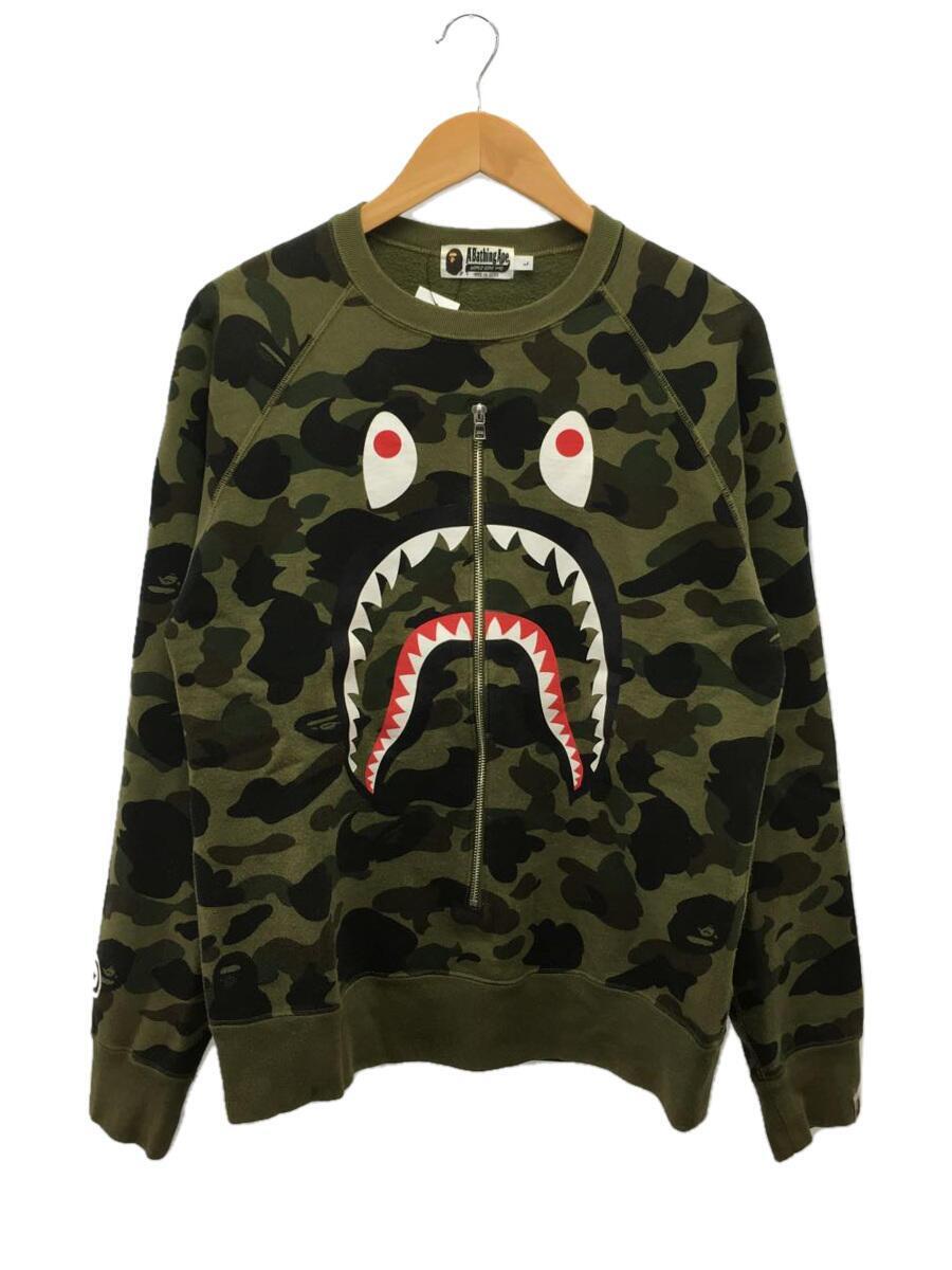 A BATHING APE◆スウェット/Shark-print cotton-jersey sweatshirt/L/001SWE301004X_画像1