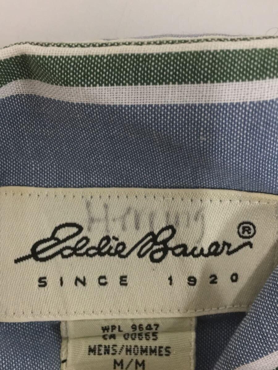 EDDIE BAUER◆バンドカラー/長袖シャツ/M/コットン/ブルー/ストライプ_画像3