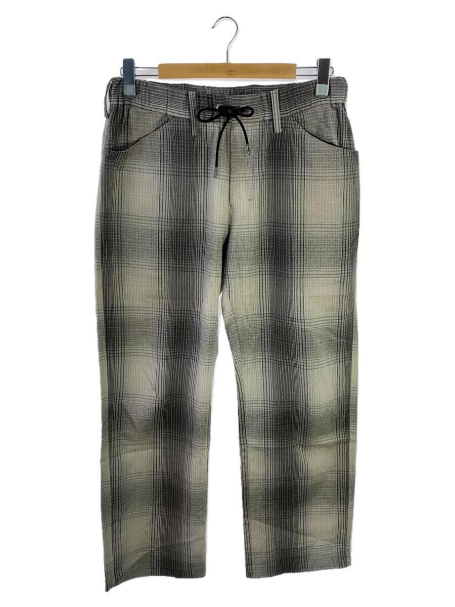 Ancellm/21AW/FLANNEL CHECK EASY SLACKS PANTS/1/コットン/GRY