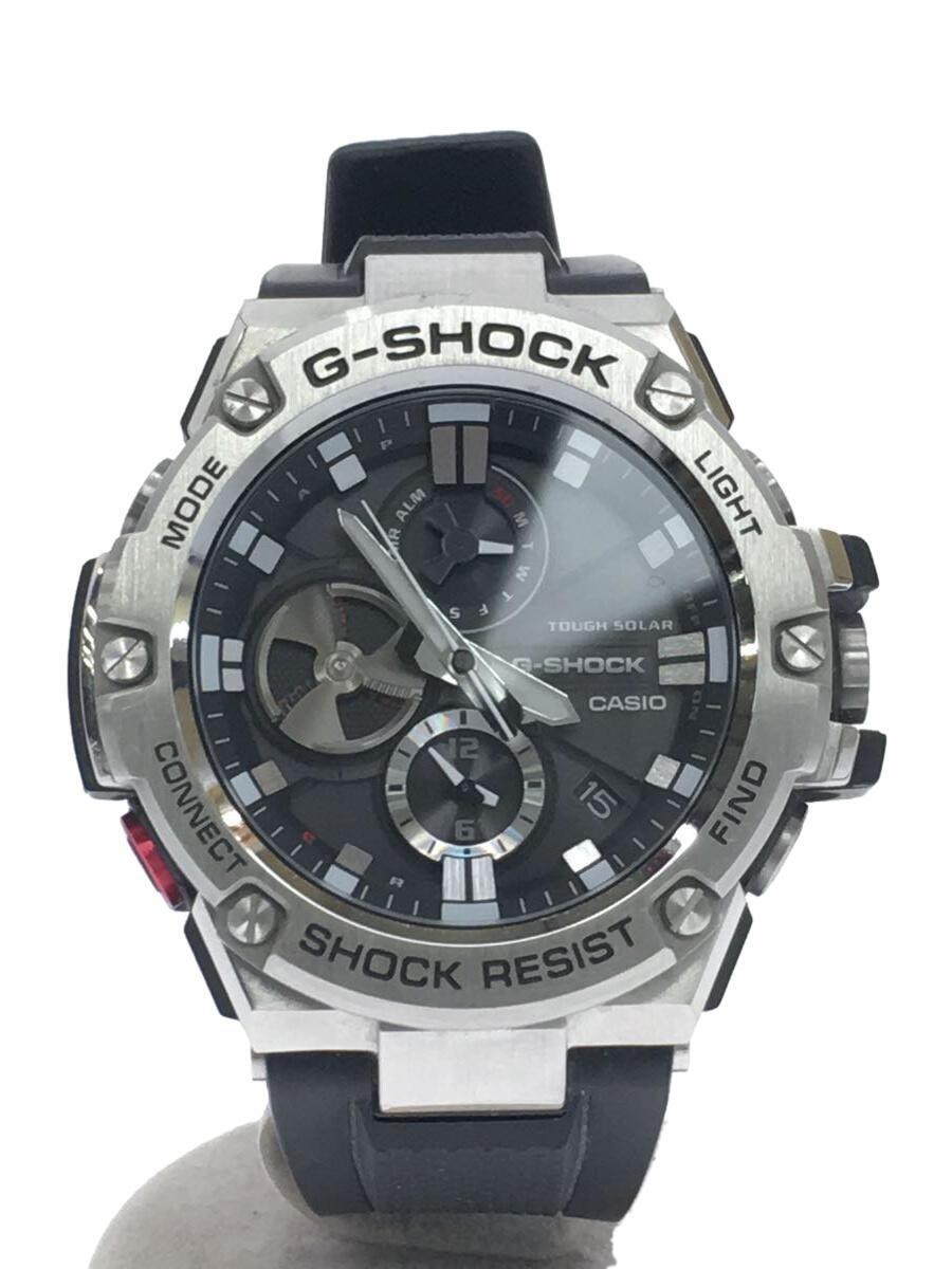 CASIO◆ソーラー腕時計・G-SHOCK/アナログ/ラバー/GRY/BLK_画像1