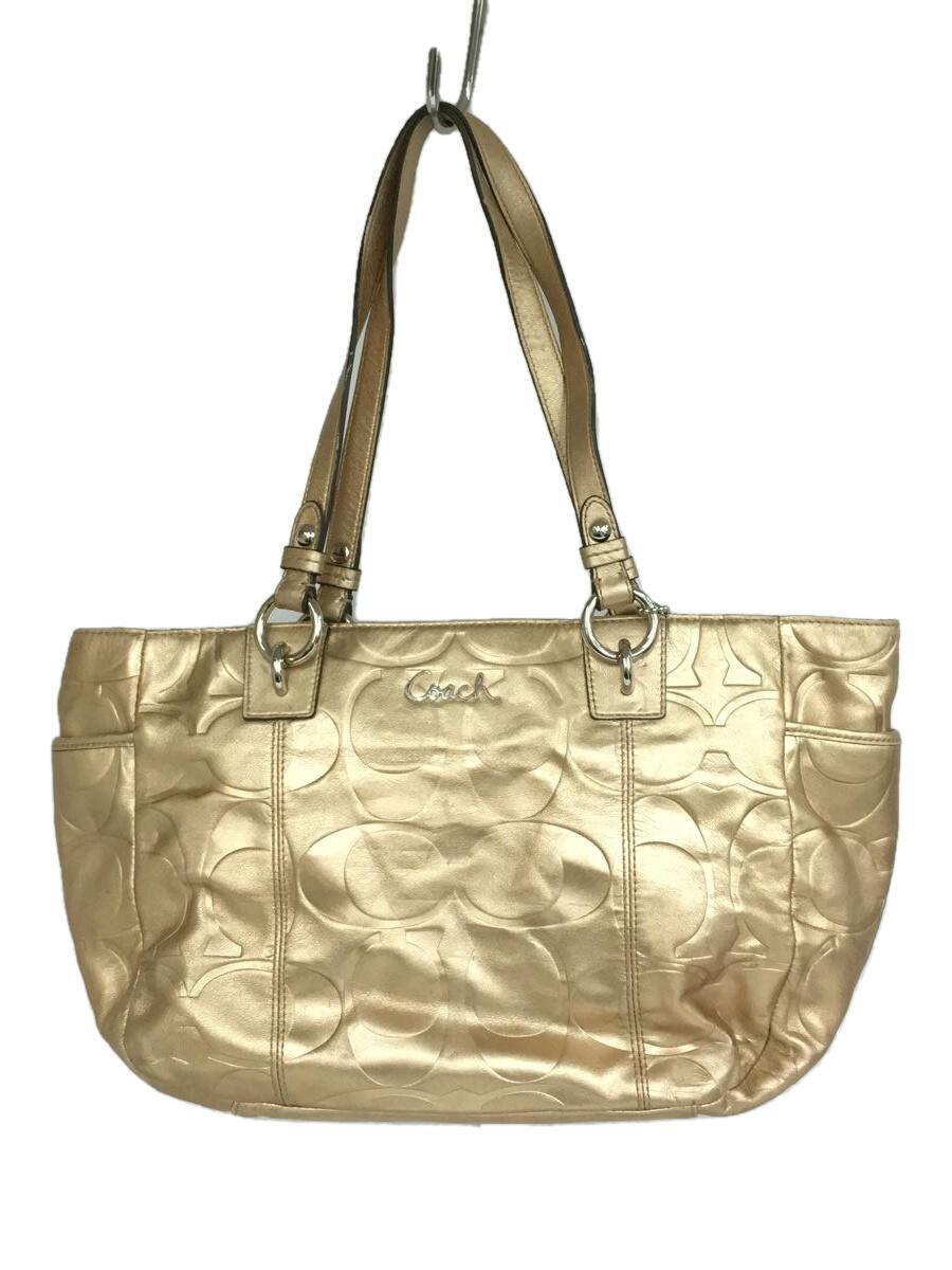 COACH◆トートバッグ_オールレザー/レザー/GLD/総柄_画像1