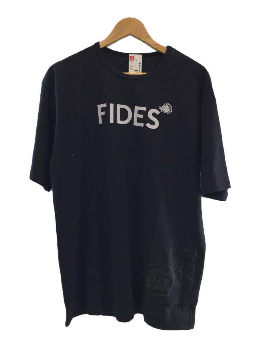 FIDES◆×CLUBHAUS/Tシャツ/L/コットン/ブラック