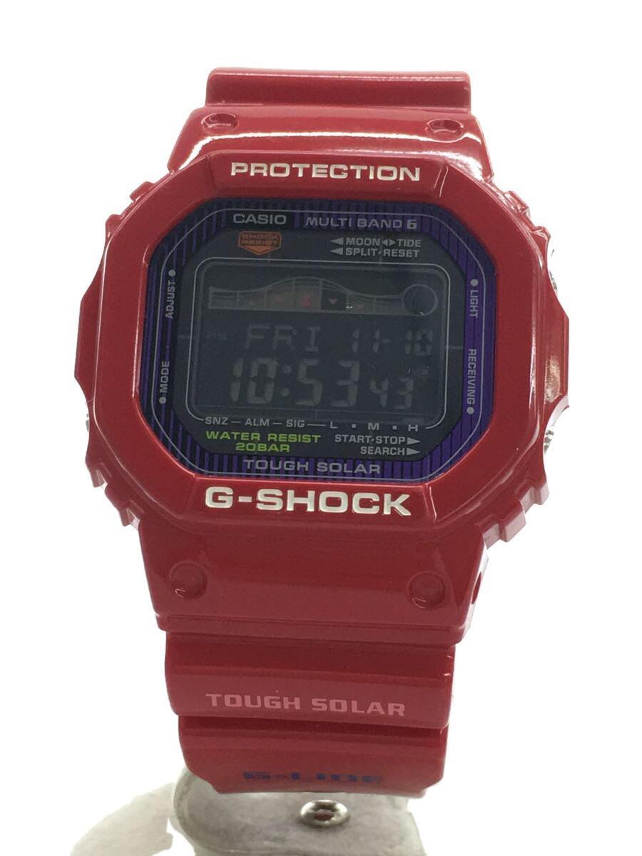 CASIO◆ソーラー腕時計・G-SHOCK/デジタル/セラミック/RED/RED/SS_画像1