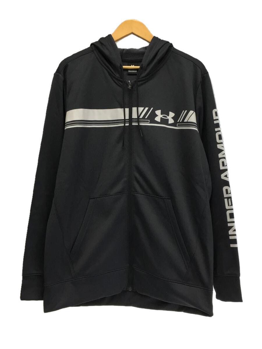 UNDER ARMOUR◆ジップパーカー/LL/ポリエステル/BLK/無地/1375509_画像1