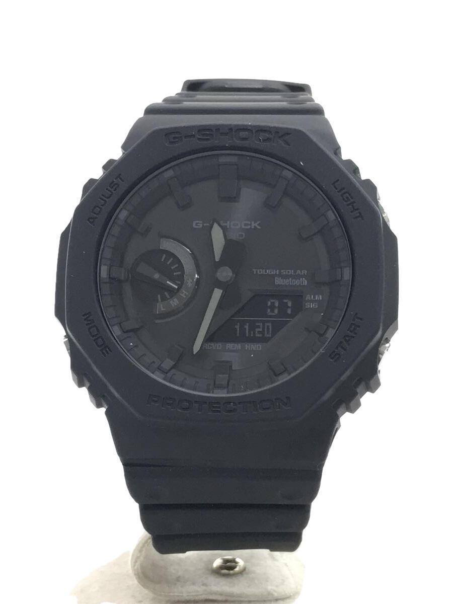 CASIO◆ソーラー腕時計_G-SHOCK/デジアナ/ラバー/BLK/BLK_画像1