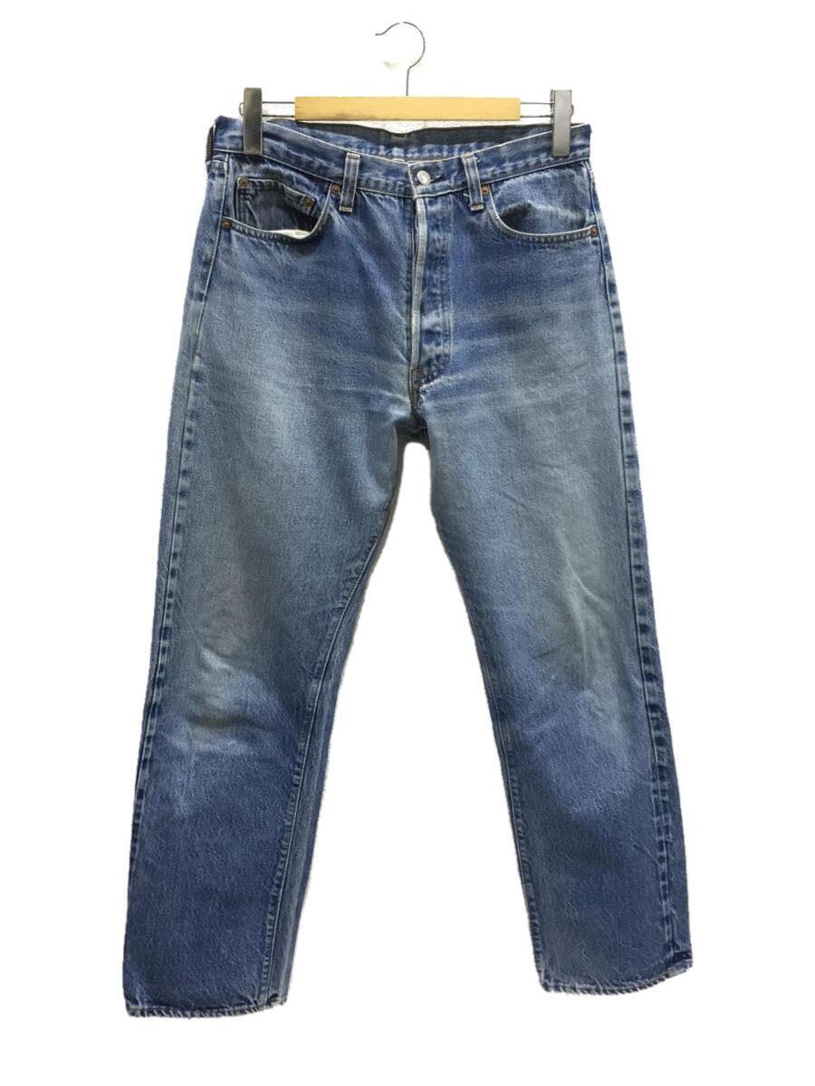 Levi’s◆ボトム/35/コットン/IDG/501/66前期/ボタン裏6/L34/リペア有