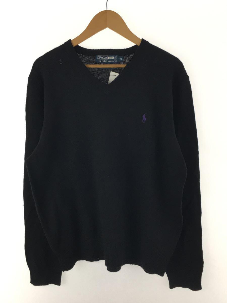 POLO RALPH LAUREN◆セーター(薄手)/XL/ウール/BLK_画像1