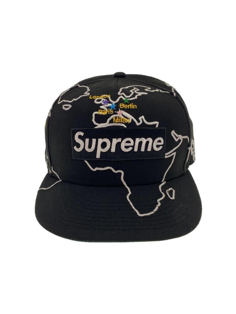 Supreme◆キャップ/7 3/8/コットン/BLK/総柄/メンズ