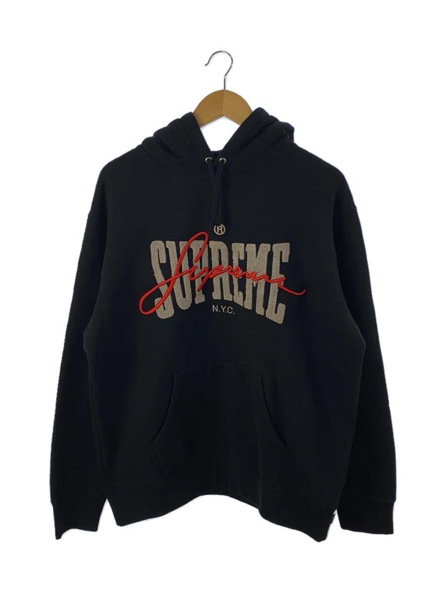 Supreme◆Embroidered Chenille Hooded Sweatshirt/パーカー/M/コットン/ブラック
