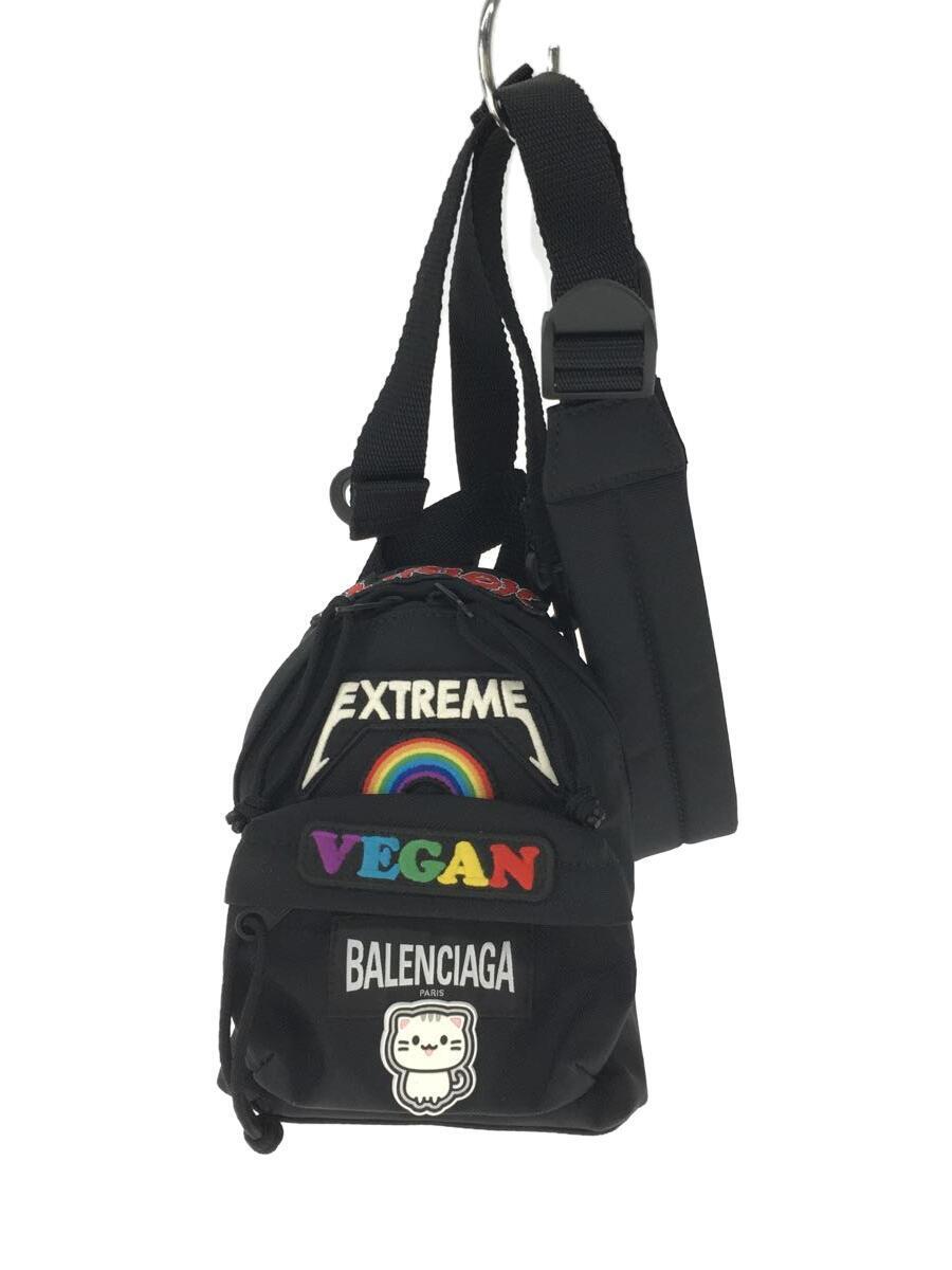 BALENCIAGA◆oversized mini backpack/ショルダーバッグ/ポリエステル/BLK