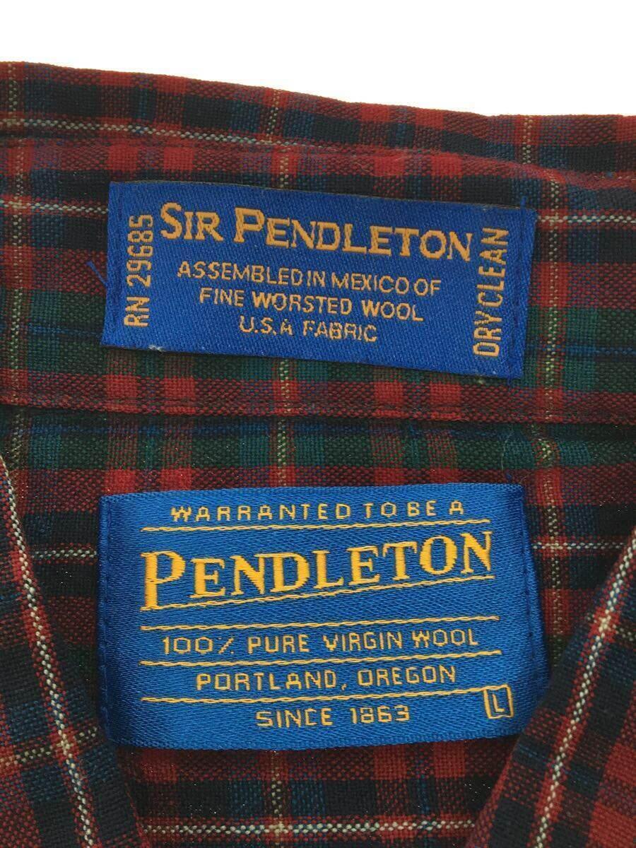 PENDLETON◆SIR PENDLETON/長袖シャツ/L/ウール/RED/チェック_画像3