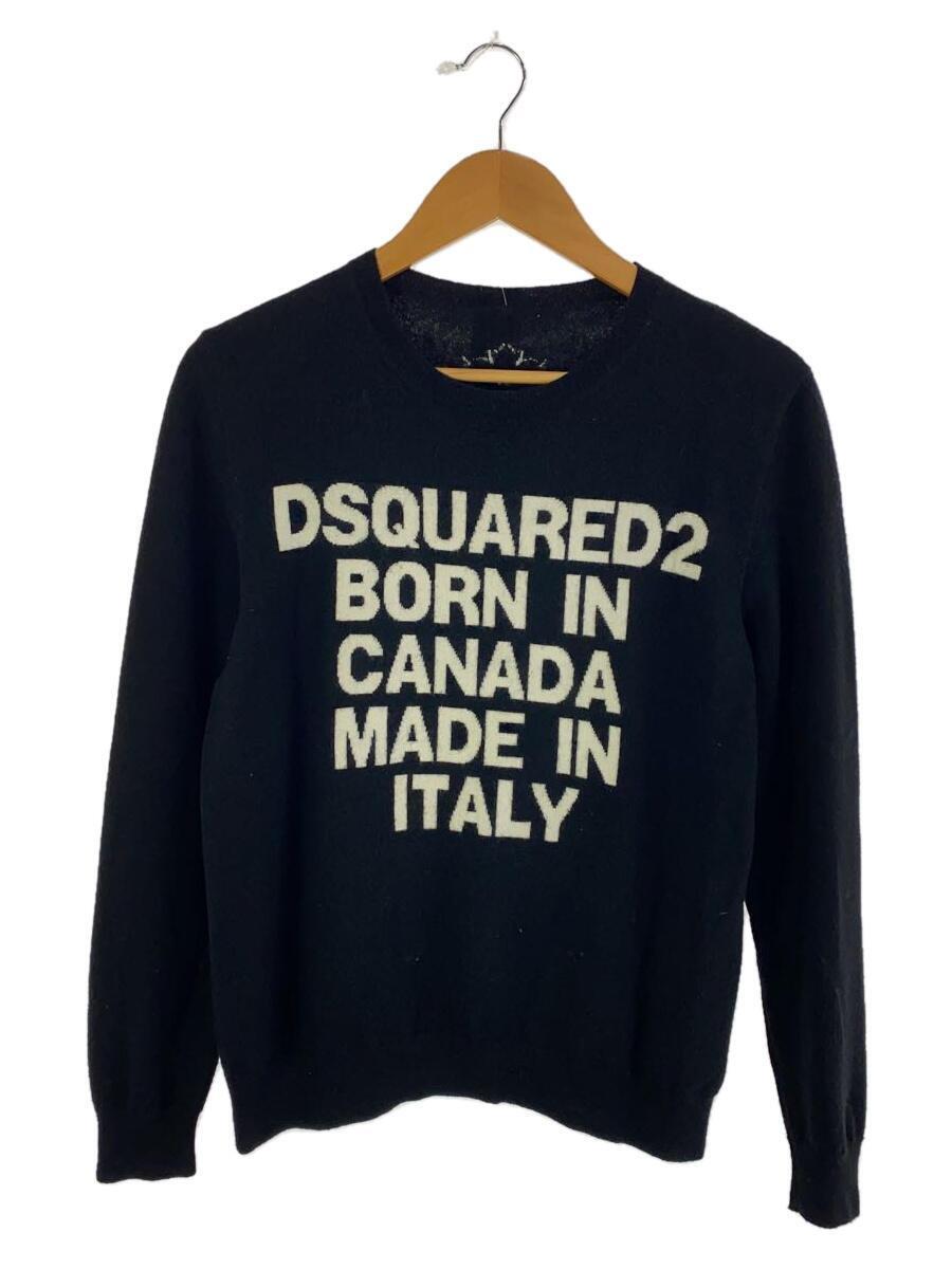 DSQUARED2◆19AW BORN in CANADA MADE in ITALY ニット セーター(薄手)/M/ウール/BLK