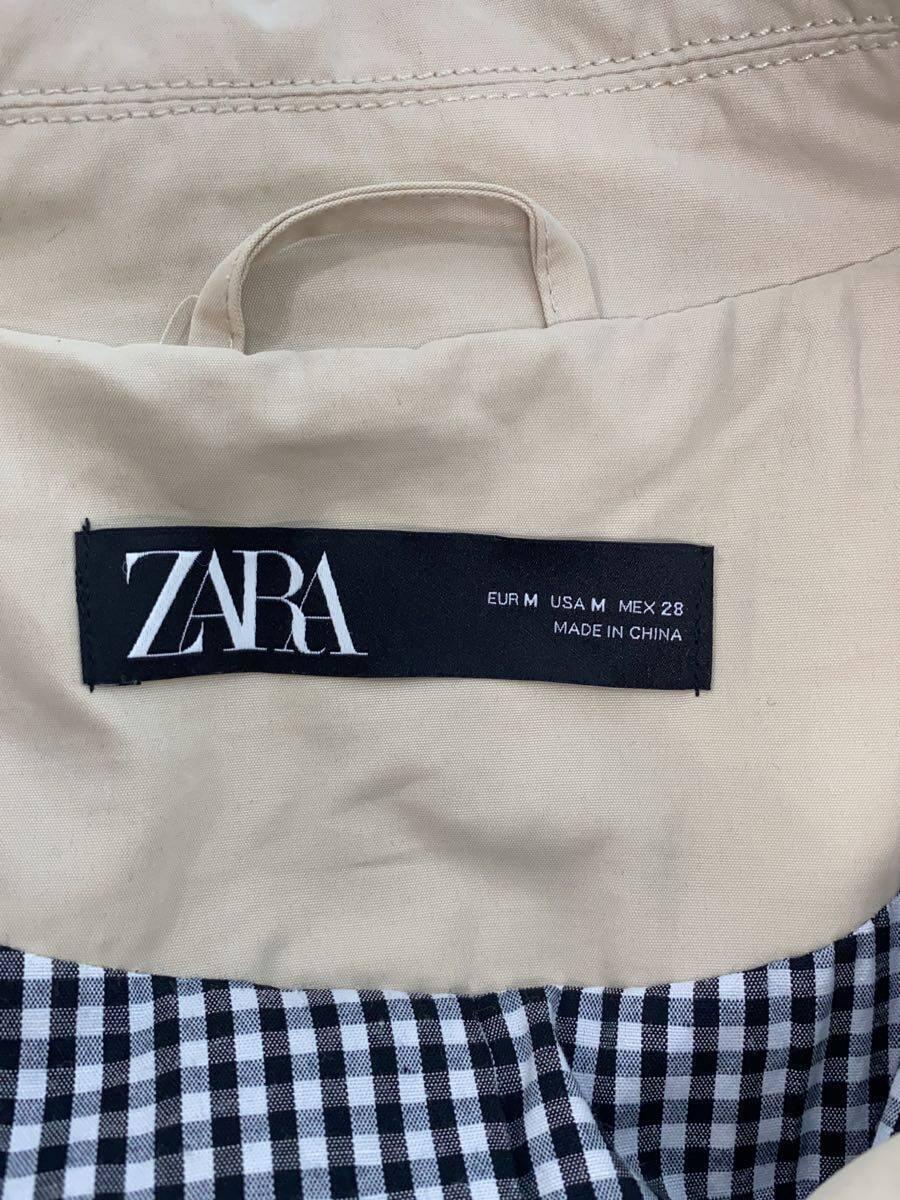 ZARA◆トレンチコート/M/ポリエステル/BEG/無地/ショート/ベージュ_画像3