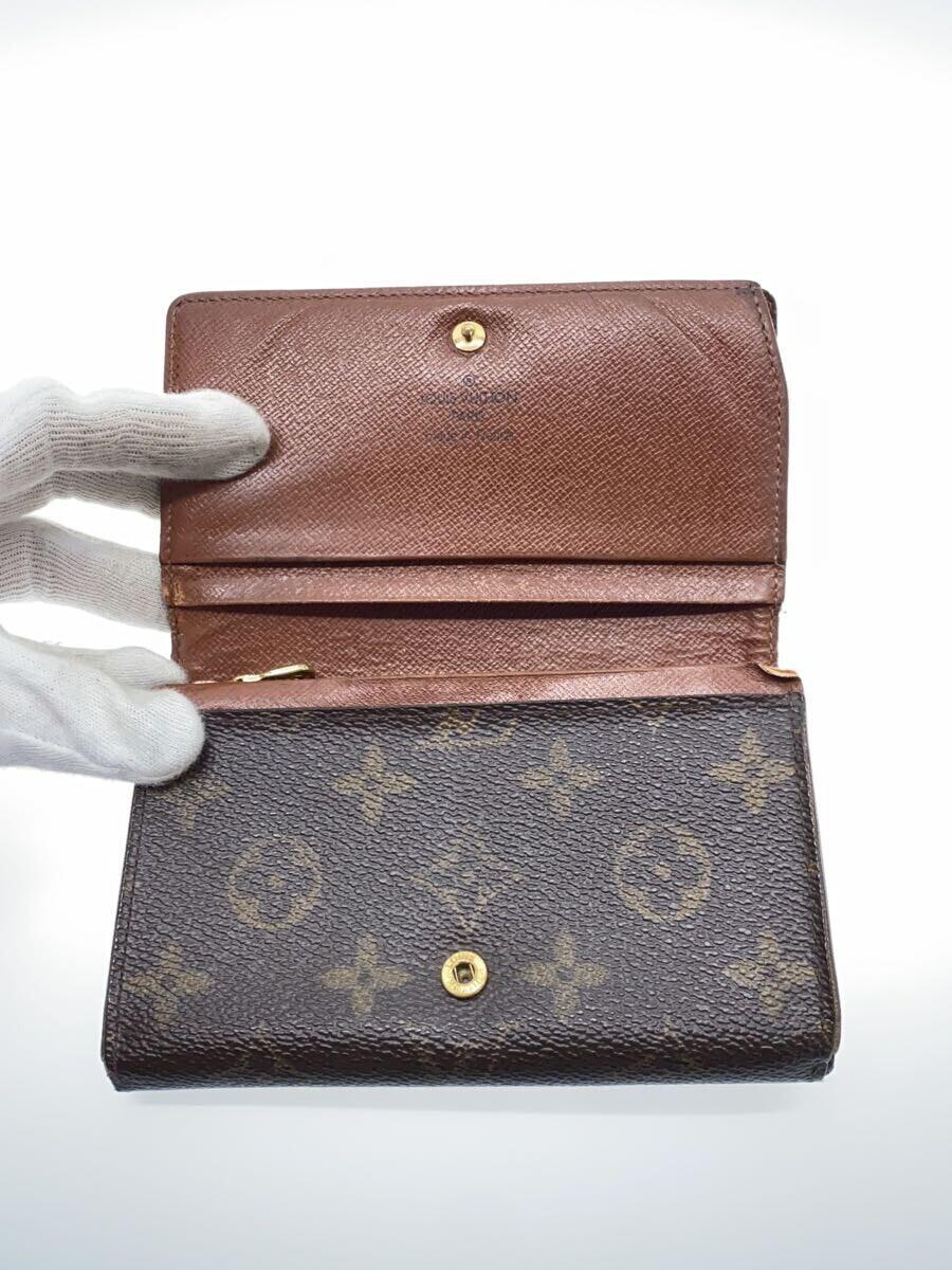 LOUIS VUITTON◆ポルト・モネ・ビエ・トレゾール_モノグラム・キャンバス/レディース/二つ折り財布/ブラウン_画像4