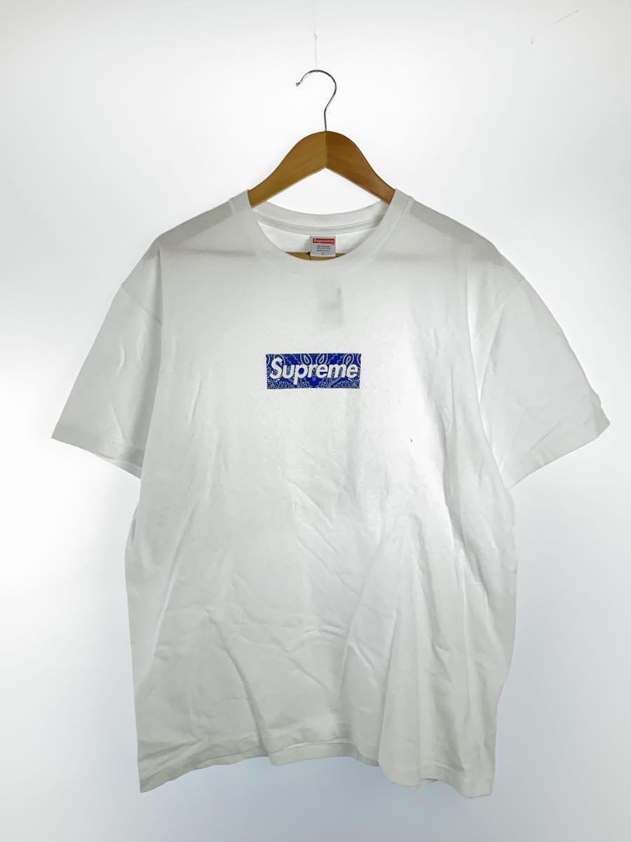 Supreme◆19FW/Bandana Box Logo Tee/Tシャツ/L/コットン/WHT