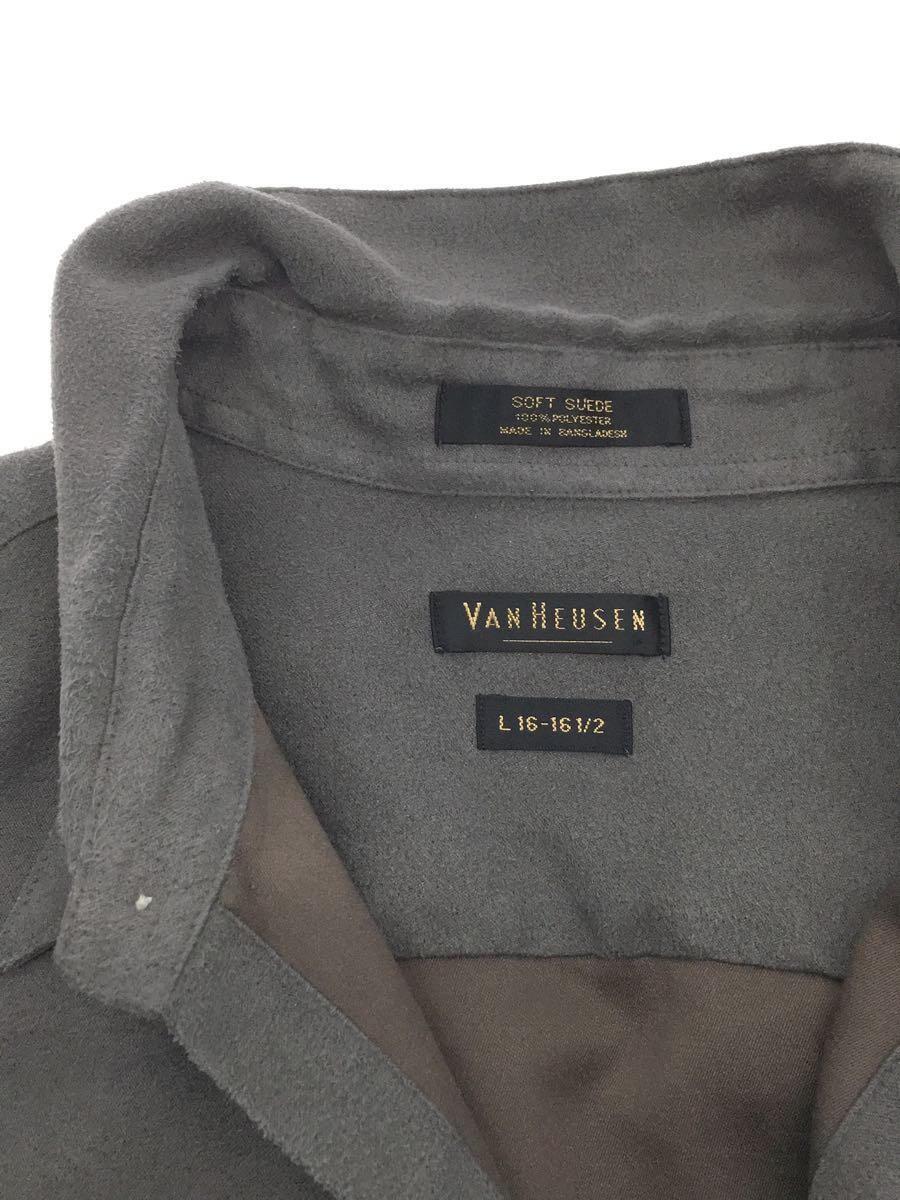 Van Heusen◆長袖シャツ/L/ヘンプ/GRY/無地_画像5