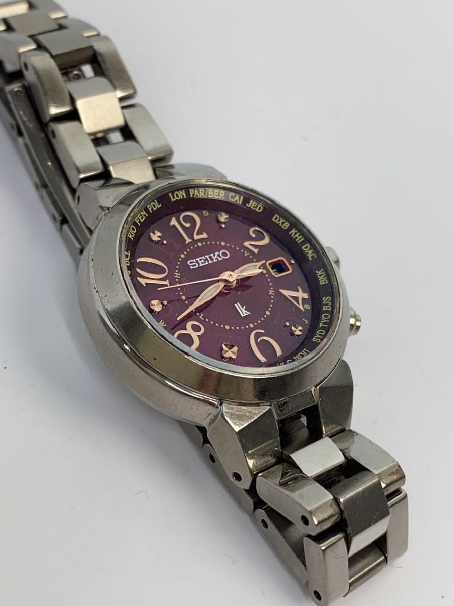 SEIKO◆ルキア/ラッキーパスポート/ソーラー腕時計/アナログ/ステンレス/BRD/SLV/SS/1B25-0AC0_画像8