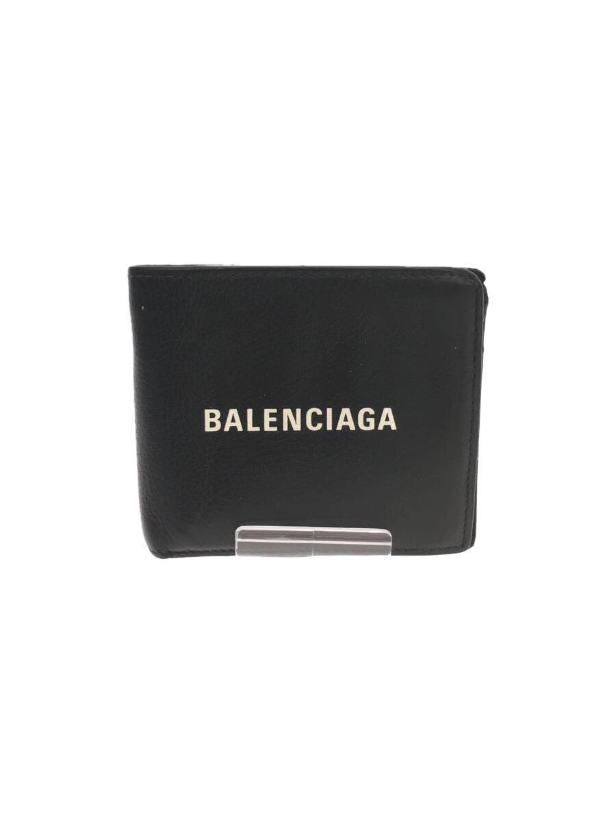 BALENCIAGA◆2つ折り財布/レザー/BLK/無地/メンズ/487435