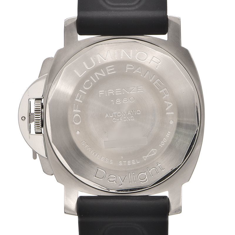 [3年保証] パネライ メンズ ルミノール クロノグラフ デイライト PAM00196 H番 ブラック 黒 ラバーベルト 自動巻き 腕時計 中古 送料無料_画像2