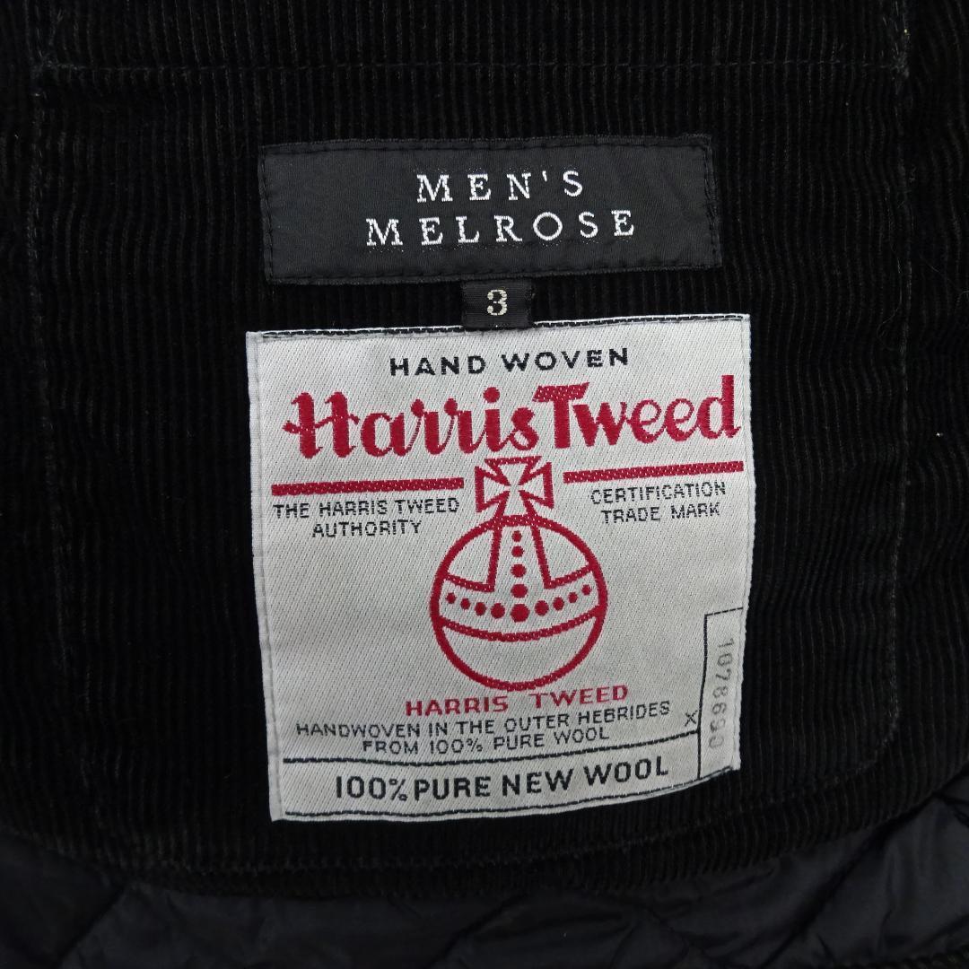 MEN'S MELROSE　メンズメルローズ　HARRIS TWEED　ハリスツイード　ウール　キルティングジャケット　3　グレー_画像9