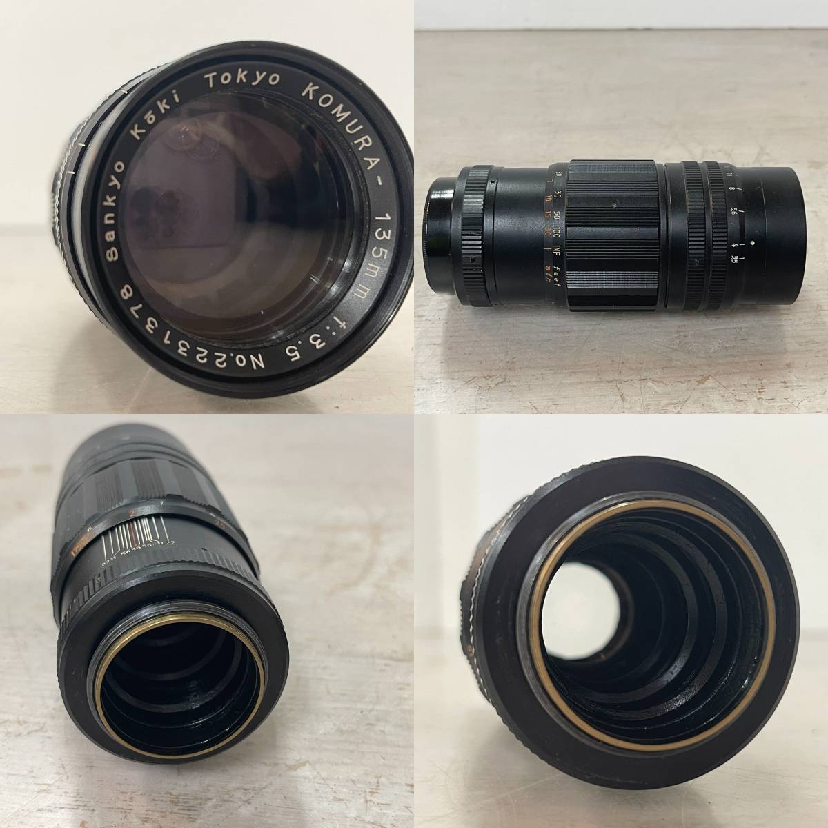 3076　LEOTAX　レオタックス　Tokyo　Kogaku　1：3.5ｆ＝5cm　カメラ　レンズ　KOMURA-135mm　ｆ：3.5　セット　中古品　ジャンク_画像9