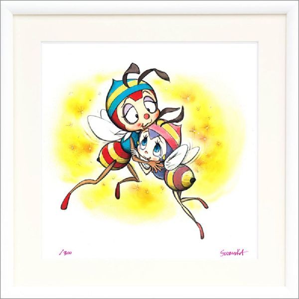 ★吉田すずか『ハッチとアーヤ』ジクレー 絵画 新品 限定300部 額付 作者サイン 動物画 アニメ【DG-C6308】