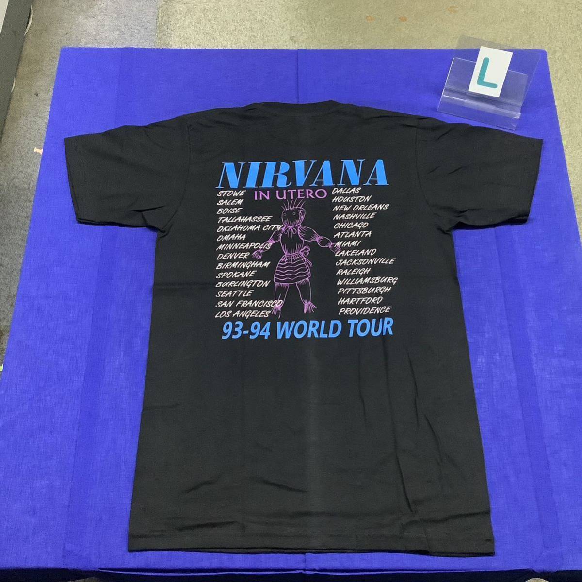 SR14B1. バンドデザインTシャツ Lサイズ　NIRVANA ② ニルヴァーナ 半袖Tシャツ ロックTシャツ_画像6