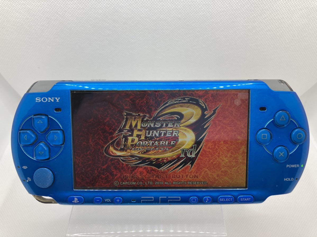 PSP3000ブルー　メモリースティックモンハン3rd付き　SONY ソニー プレイステーションポータブル_画像10