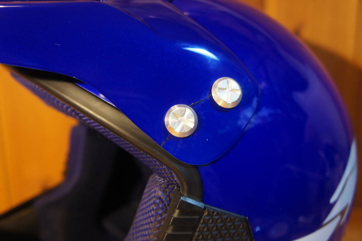 【超レア】 ヤマハ オフロードヘルメット ストロボカラー 青 サイズ：M DT230 LANZA ランツァカラー_バイザー部補修あり