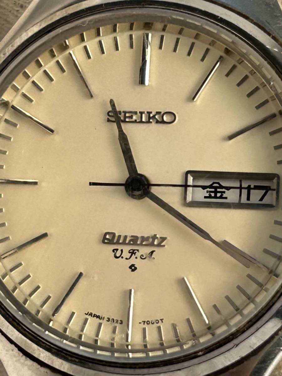セイコー SEIKO VFA 3823-7000 腕時計 SS クォーツ メンズ腕時計　白文字盤 稼働　電池交換済み　純正ベルト　中古　QUARTZ _画像4