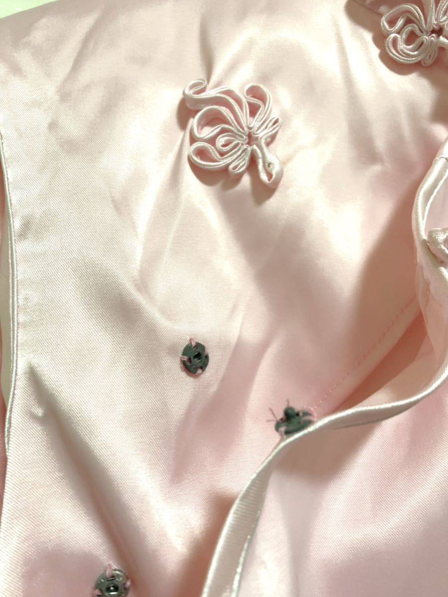 送料込み！バラの刺繍入りチャイナドレス　ピンク　未使用品　Ｍサイズ_画像6