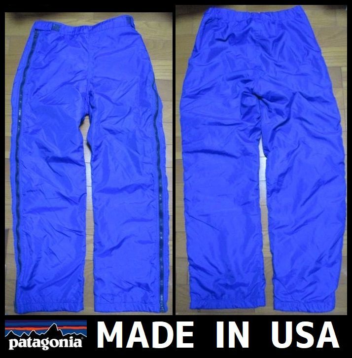 USA製　patagonia　ナイロン　フリース　パンツ　Sサイズ　ブルー　青　パタゴニア　ホツレ穴有　防寒対策　キャンプ　アウトドア　登山
