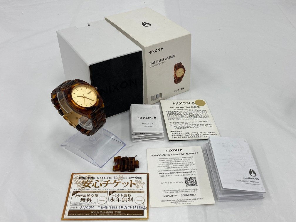 NIXON　ニクソン　THE TIME TELLER ACETATE　タイムテラー　腕時計　箱　説明書付き　稼動【BKAE3048】_画像9