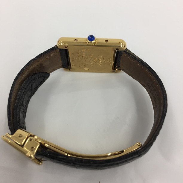 Cartier カルティエ 925/革 タンク ヴェルメイユ 1613/CC179383 クオーツ 稼働品 24.2ｇ 箱・ギャラ付き 24.2ｇ【BKAO3015】_画像3