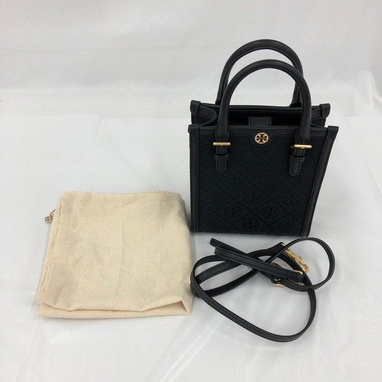 TORY BURCH　トリーバーチ　ショルダー付き　2WAYバッグ　ロゴ　ブラック　保管袋付き【BKAB3014】_画像2