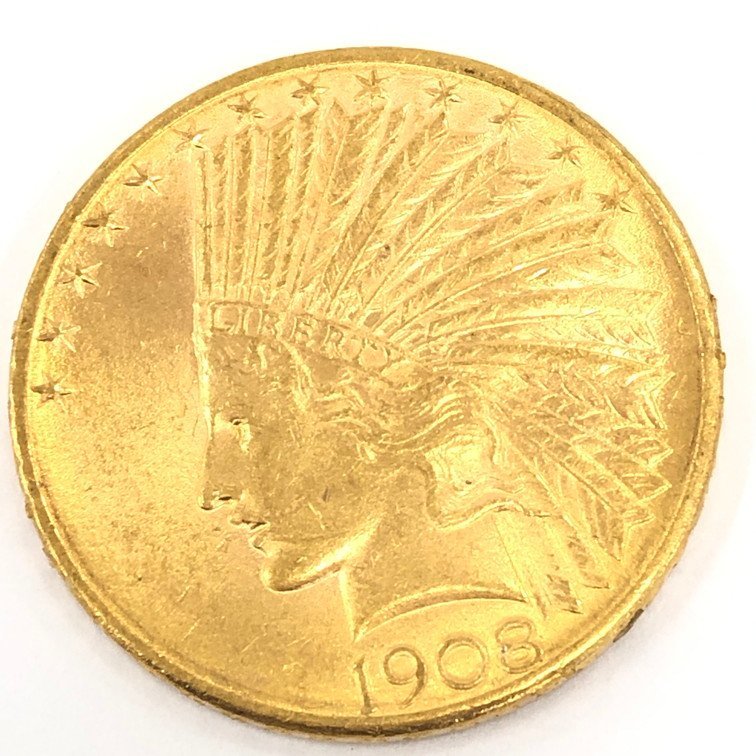 K21.6　アメリカ　インディアン金貨　1908　総重量16.7g【BKAO7025】_画像2