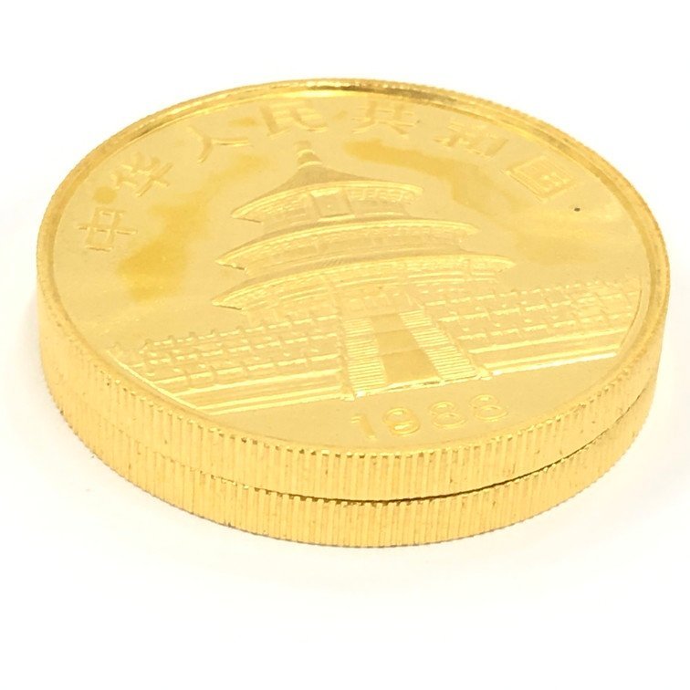 K24IG　中国　パンダ金貨　1oz　1988　2枚まとめ　総重量62.2g【BKAO7044】_画像6