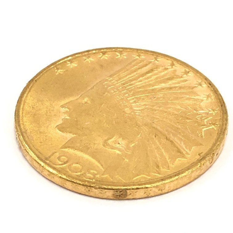 K21.6　アメリカ　インディアン金貨　1908　総重量16.7g【BKAO7025】_画像3