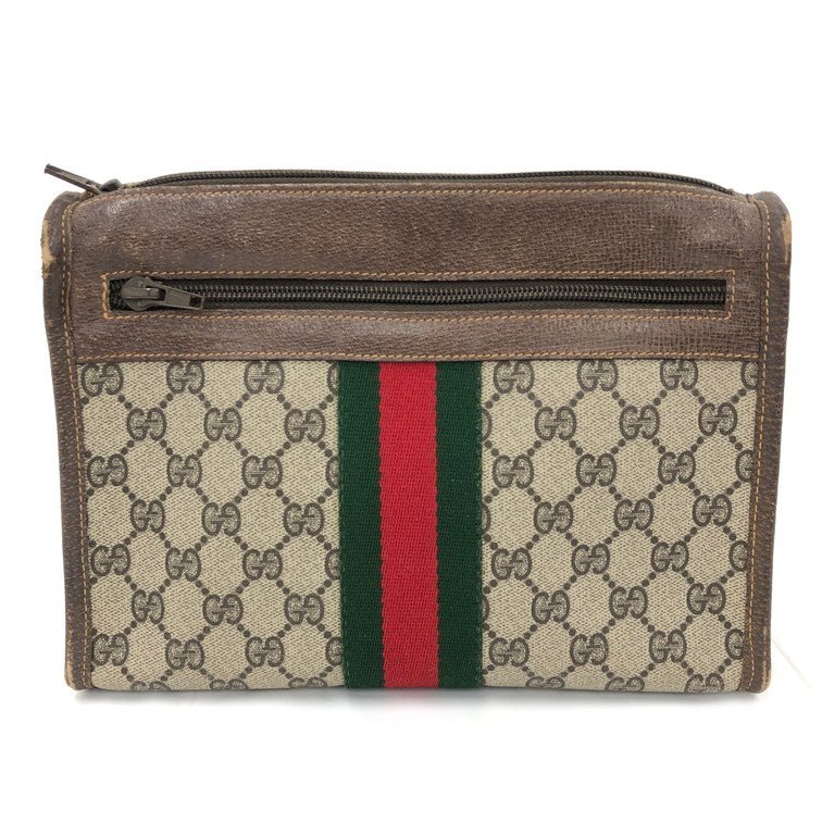 GUCCI グッチ オールドグッチ セカンドバッグ PVC/レザー【BKAN6016】_画像1