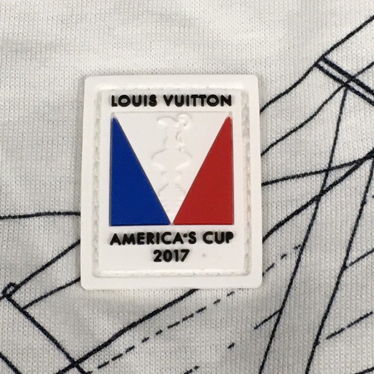 LOUIS VUITTON ルイヴィトン 半袖シャツ 白×紺 Lサイズ CA36929【BKAM2035】_画像8