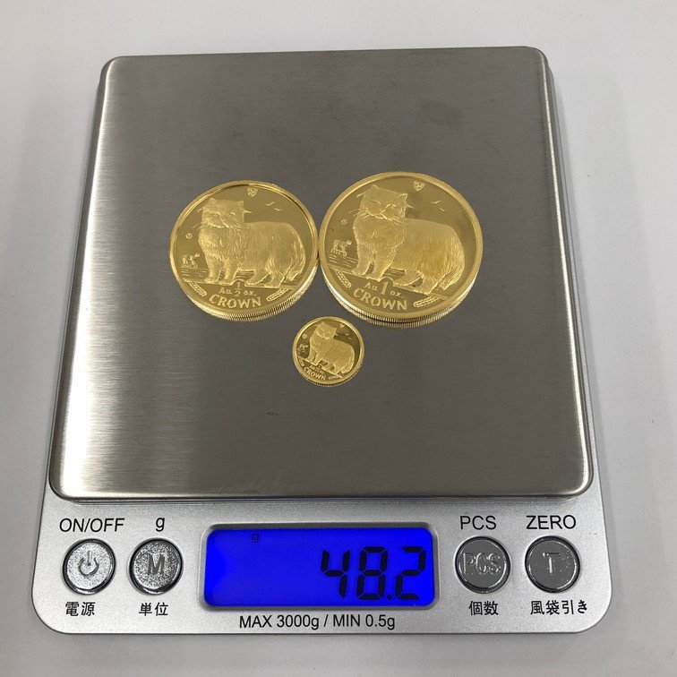 K24　マン島　キャット金貨　1oz　1/2oz　1/25oz　3枚まとめ　総重量48.2g【BKAV3037】_画像10