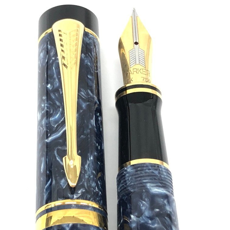 PARKER パーカー The Parker Duofold 万年筆 ペン先18K 750 ケース・箱付き【BKAZ0021】_画像4