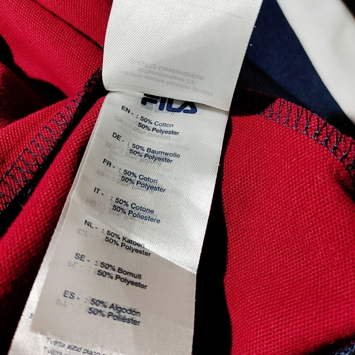 FILA　フィラ　プルオーバー　トレーナー　Mサイズ　ネイビー　白　赤　古着　US規格　刺繍ロゴ　オーバーサイズ　