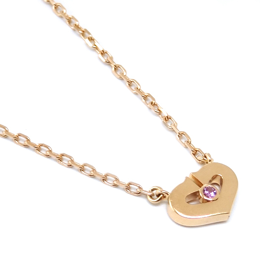  Cartier C Heart necklace 1P pink sapphire K18 pink gold K18PG CARTIER Yokohama BLANC