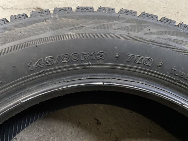 ★送料無料★ 145/80R13 2022年製 9分山 ブリヂストン BLIZZAK VRX2 1本/中古スタッドレスタイヤ(冬タイヤ) N6584_F_画像3