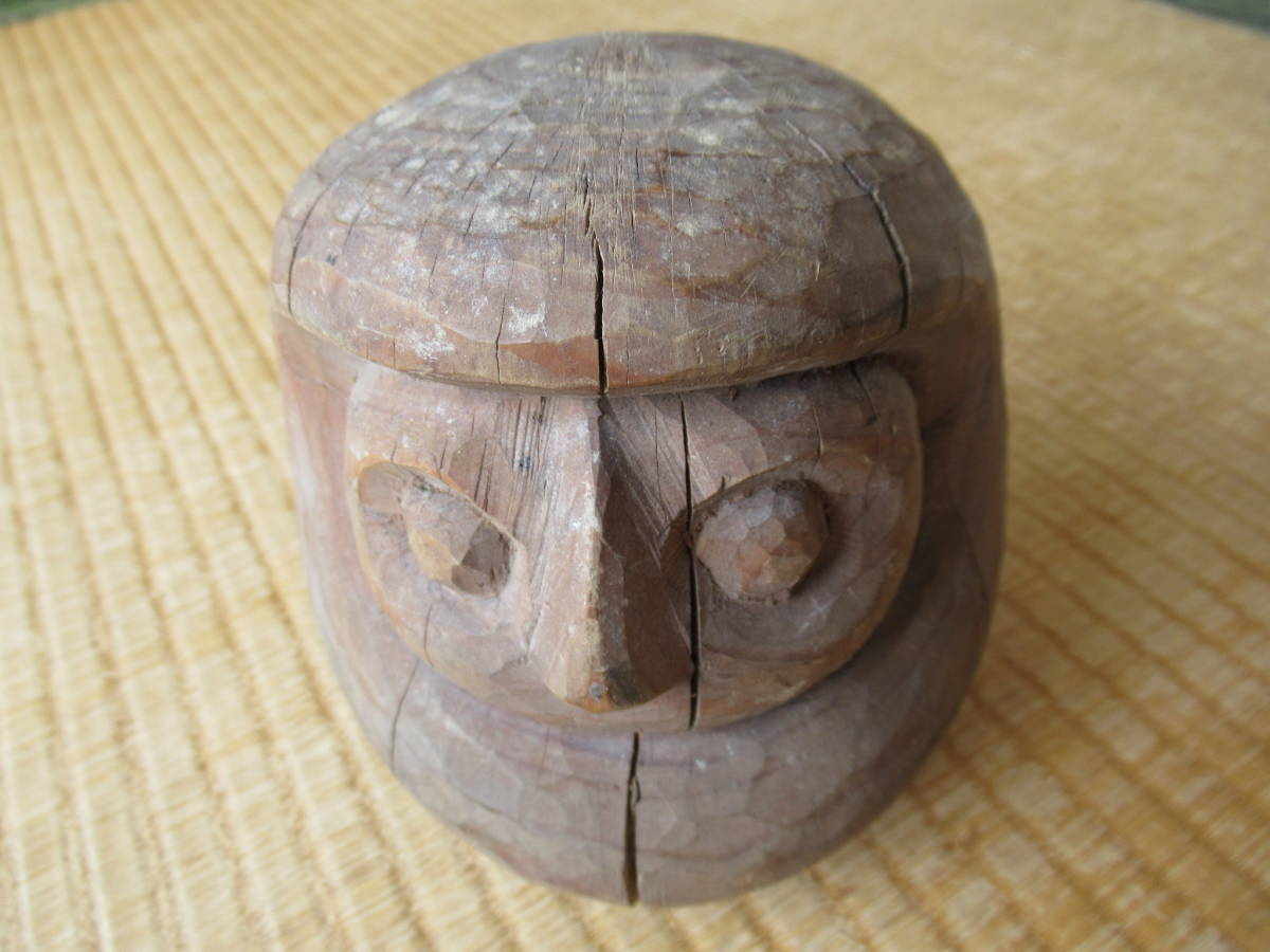 ■希少 1950年頃！相州だるま(達磨/ダルマ) 小だるま 木製 張り子型 木型 高さ約15ｃｍ、最大径約13.5ｃｍ_画像1